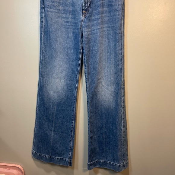 7 For All Mankind Medium Dojo Blue Wide Leg Cuffed Jeans size 30 - Picture 7 of 8